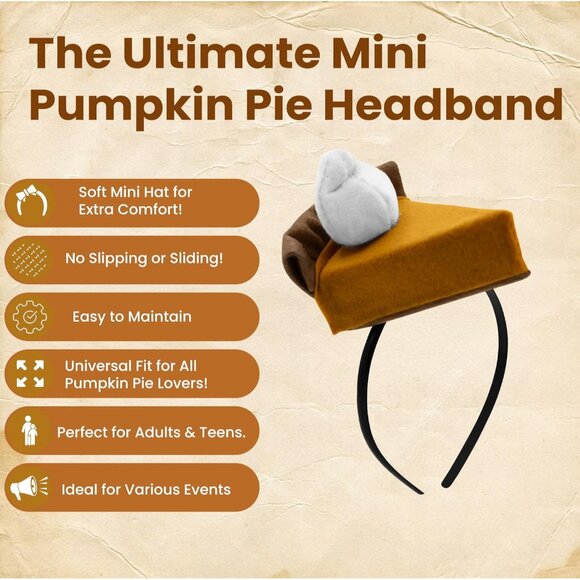 Mini Food Hat Headband Pumpkin Pie Silly Party Attire Accessory - Picture 2 of 6